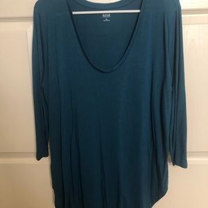 a.n.a. 3/4 teal shirt